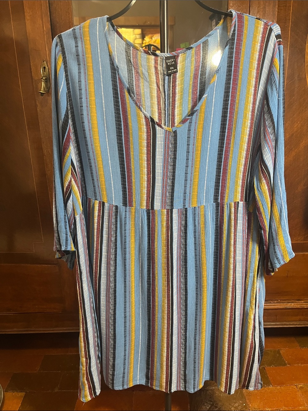 EMERY ROSE XXL dress or tunic blue with bold colorful stripes 3217